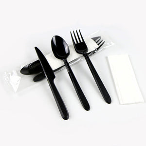 US1	Black Utensil Set  (Fork,Spoon,Knife,Napkin)